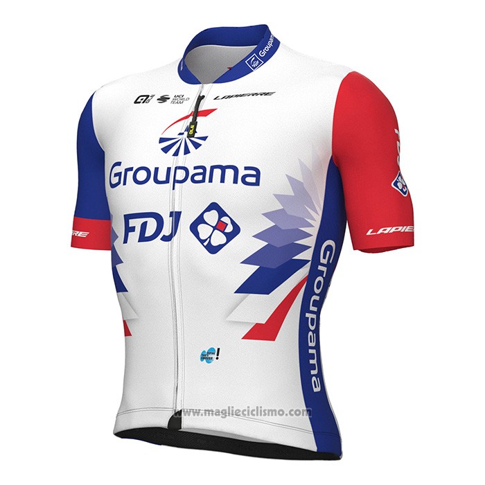 2022 Abbigliamento Ciclismo Groupama FDJ Rosso Blu Manica Corta e Salopette